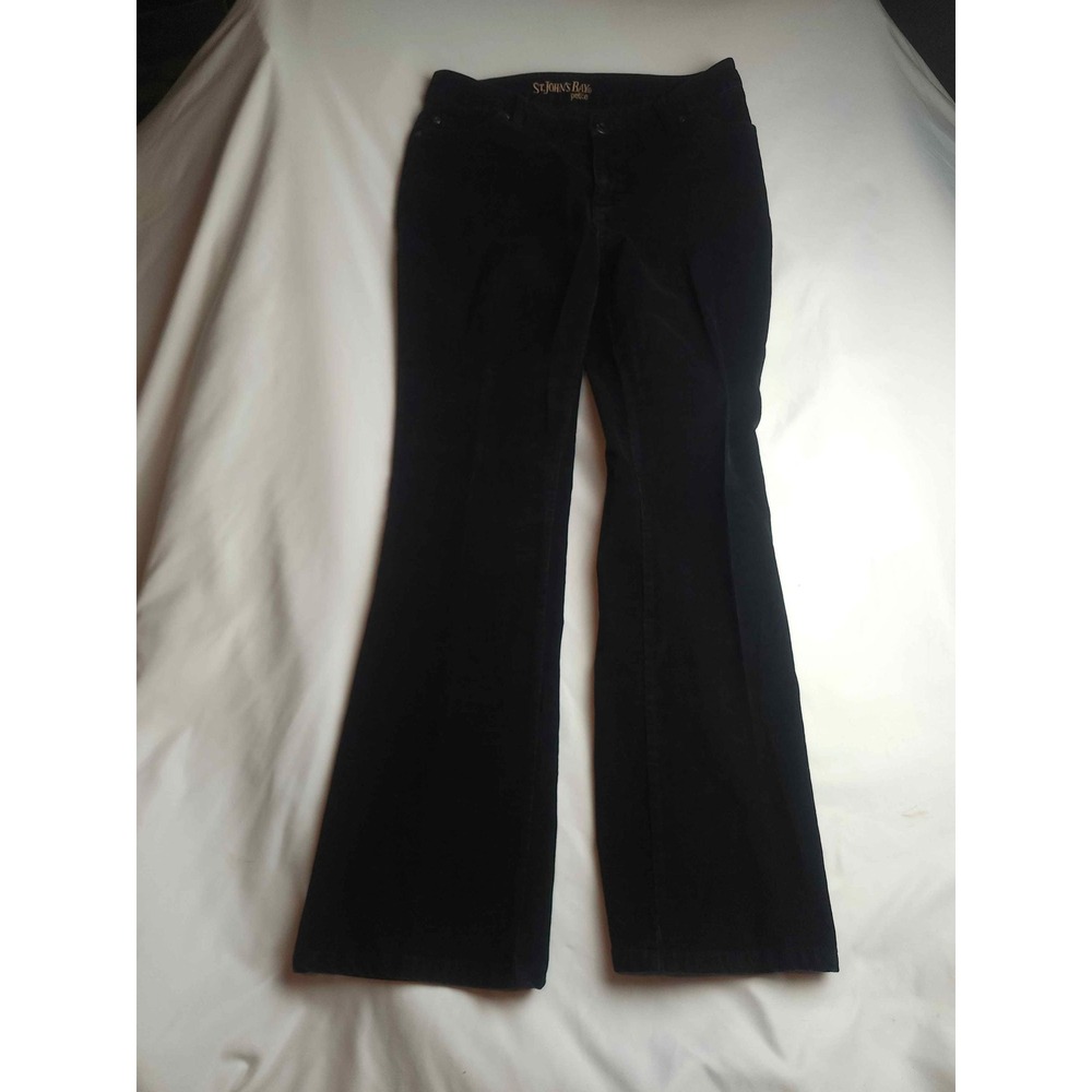 St Johns Bay Secretly Slender Black Corduroy Bootcut Pants Womens 6P Petite